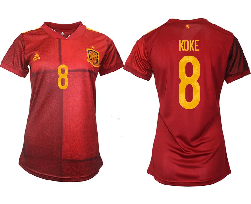 Women 2021-2022 Club Spain home aaa version red #8 Soccer Jerseys->women soccer jersey->Women Jersey